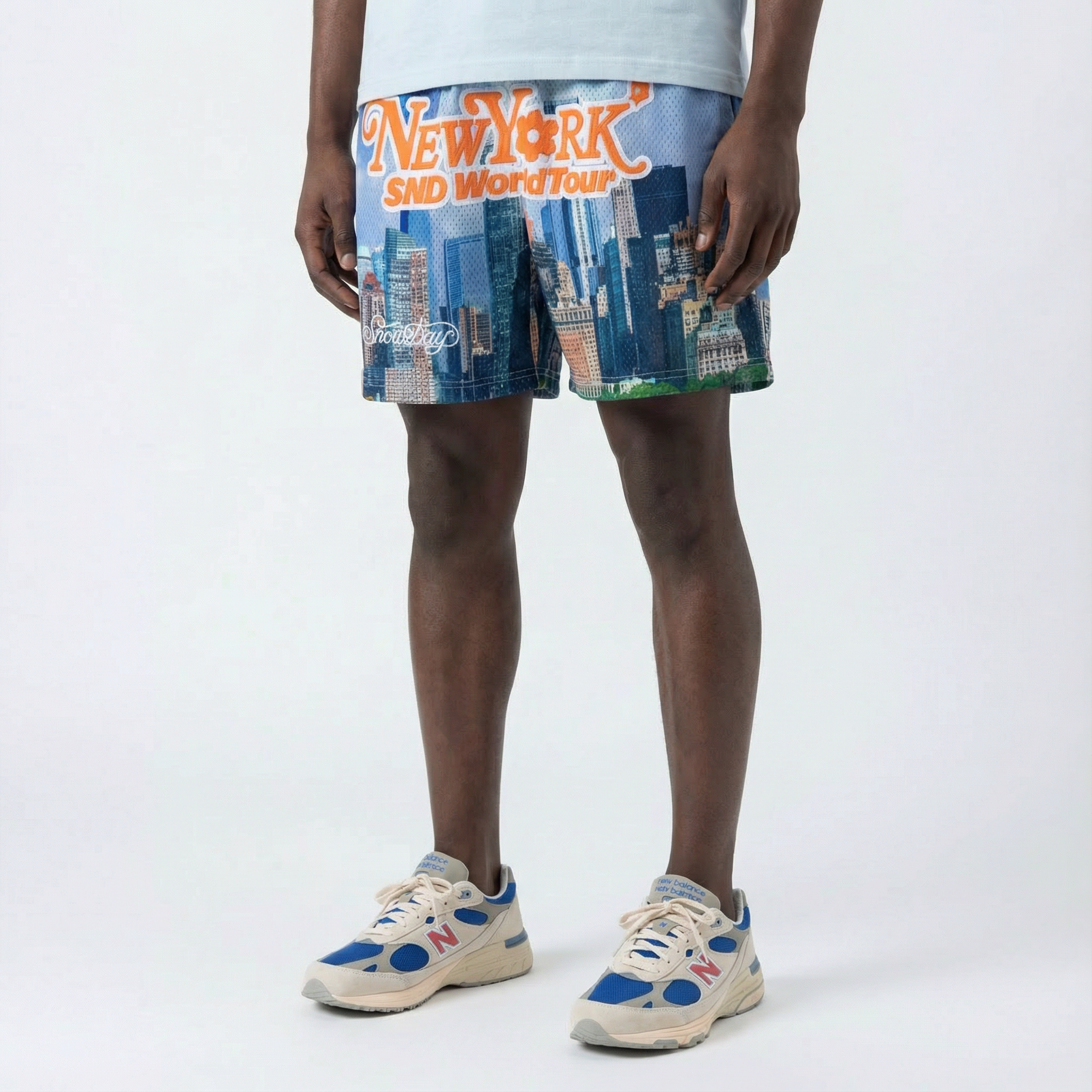 Snowday NYC Double Mesh Basketball Shorts - Graphic Streetwear & Gym Shorts with Zipper Pocket